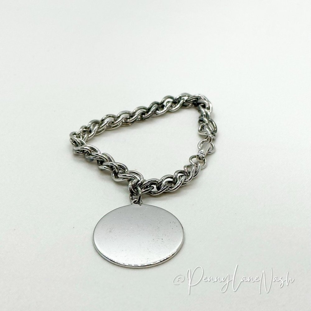 Vintage Silver Chain with Single Plate Bracelet - Picture 3 of 8